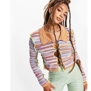 💙 ASOS DESIGN Collared Cardigan in Space Dye